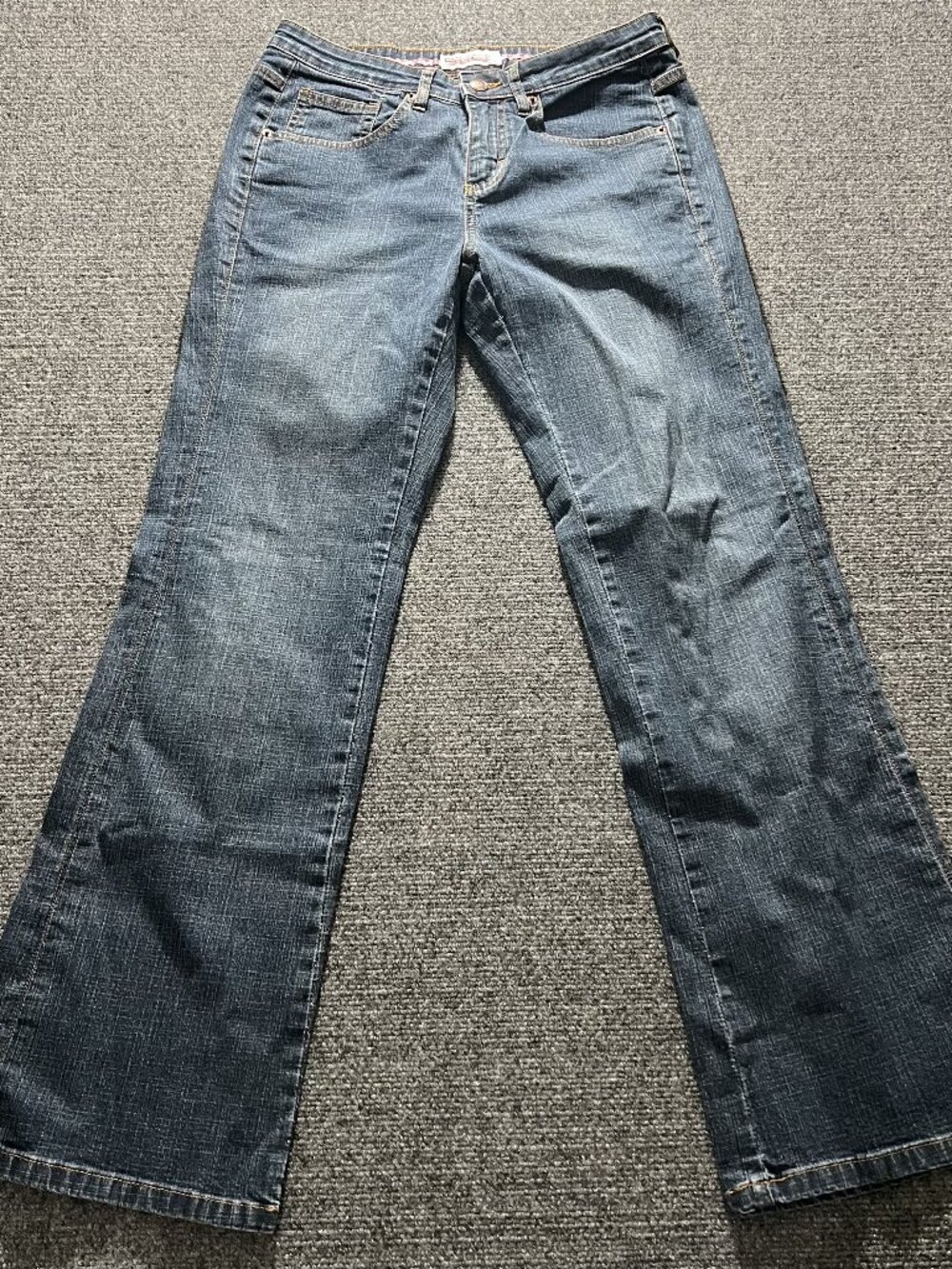 Lee National Breast Cancer Jeans Womens 7/8M Blue Dark Wash Bootcut Pink Stitch
